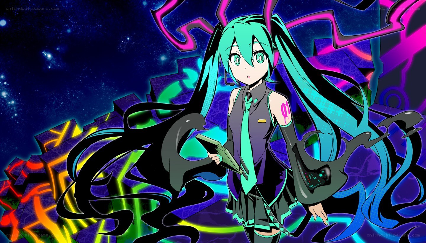 Miku in a neon space
