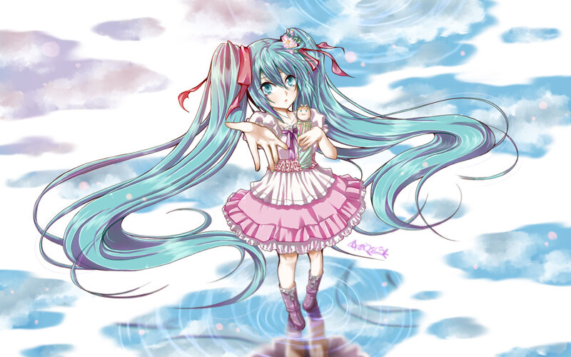 Miku in a pink dress