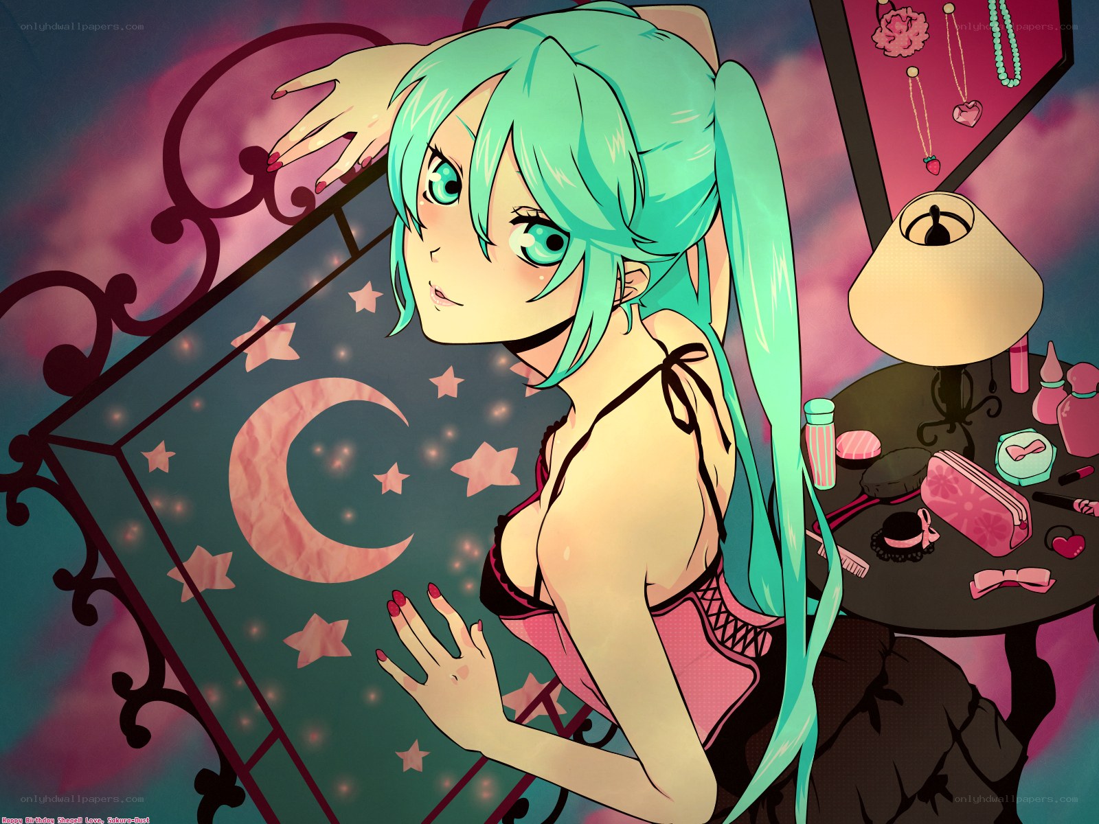 Miku in a pink room