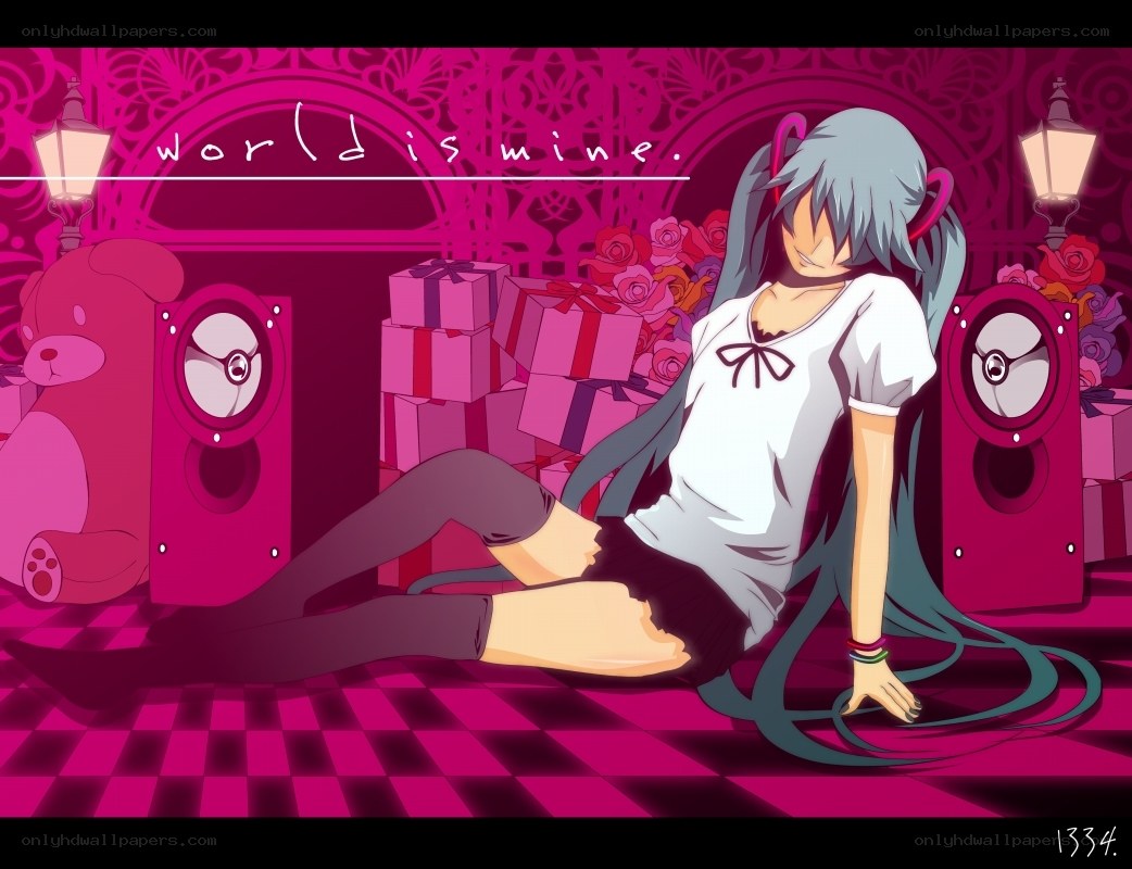 Miku in a pink room