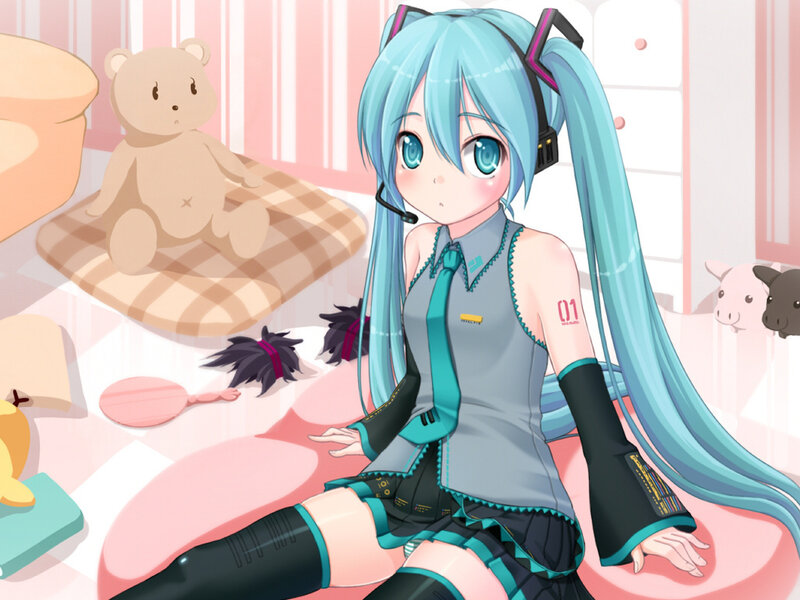 Miku in a pink room
