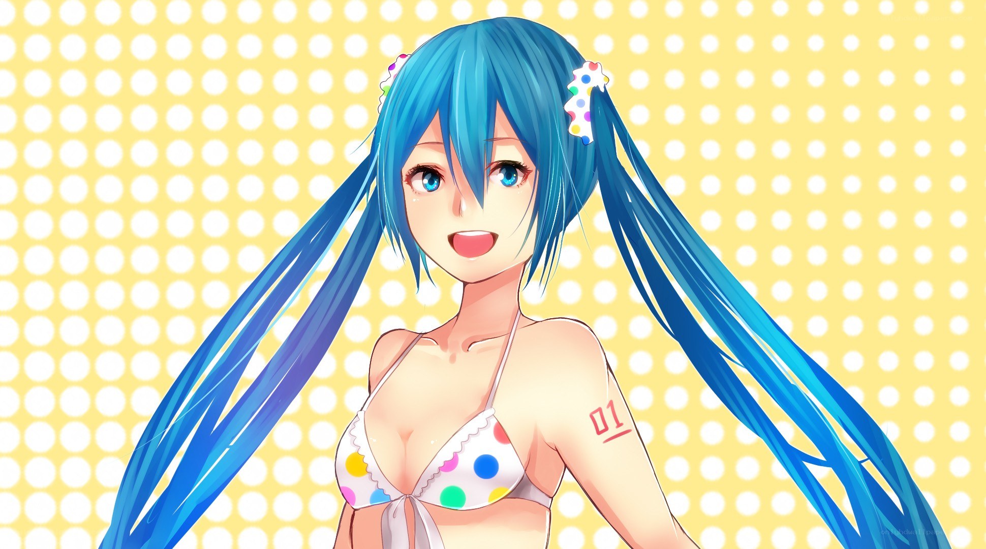 Miku in a polka-dot bikini