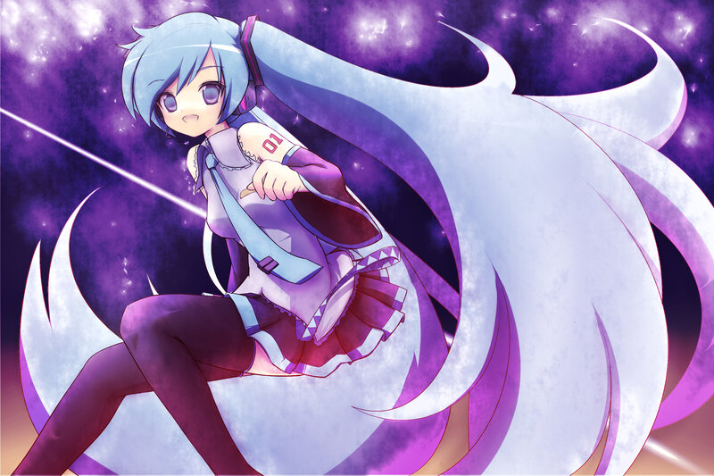 Miku in a purple galaxy