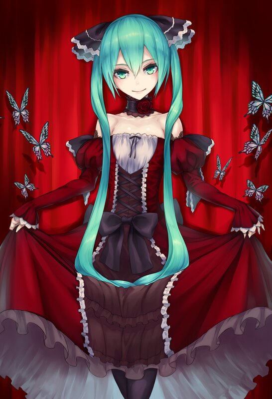 Miku in a red dress