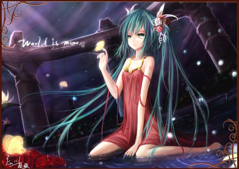Miku in a red dress