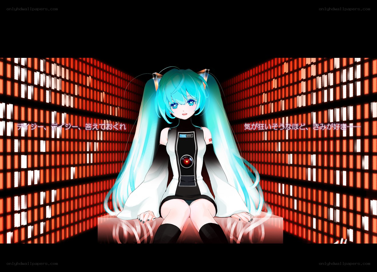 Miku in a red-lit room