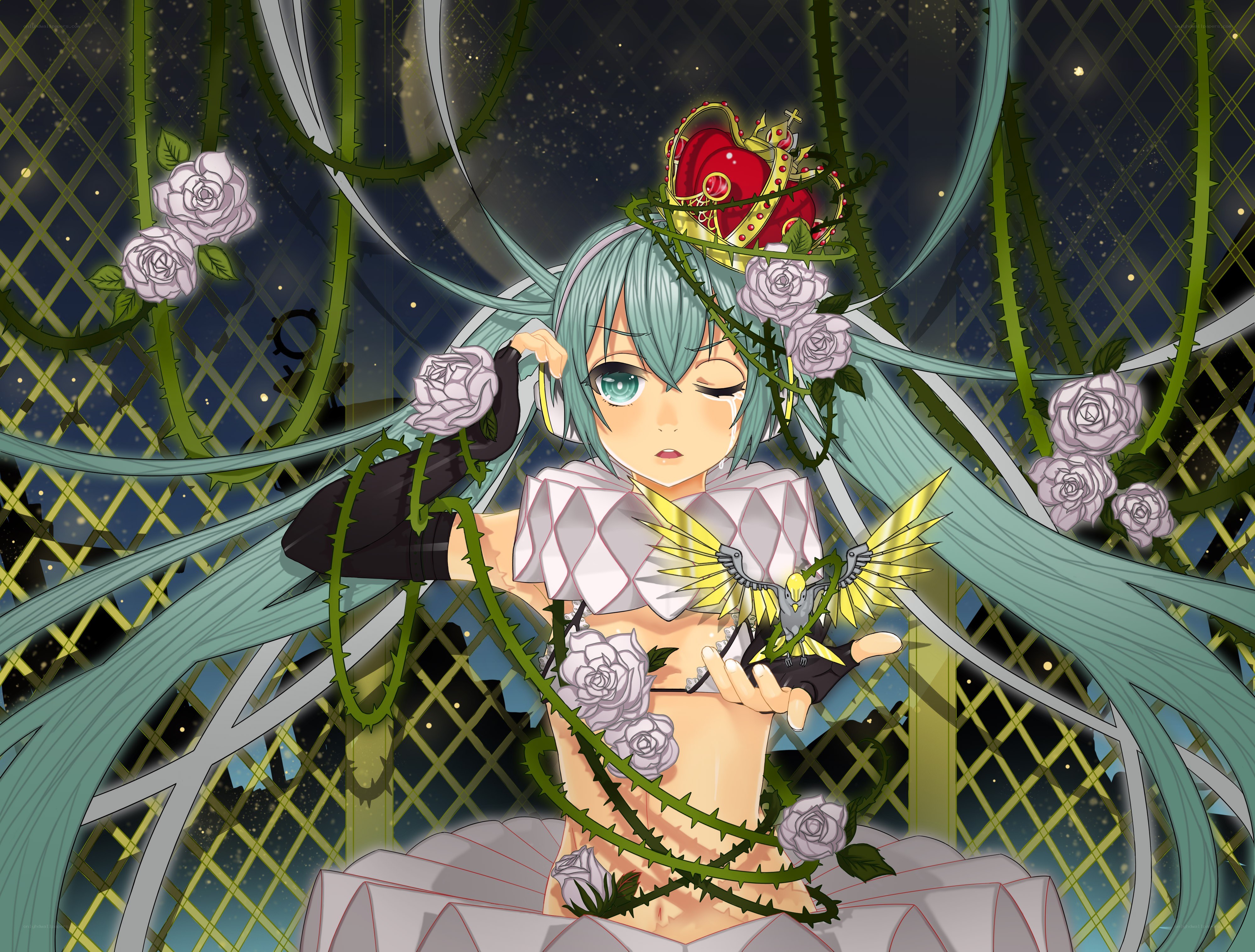 Miku in a rose garden