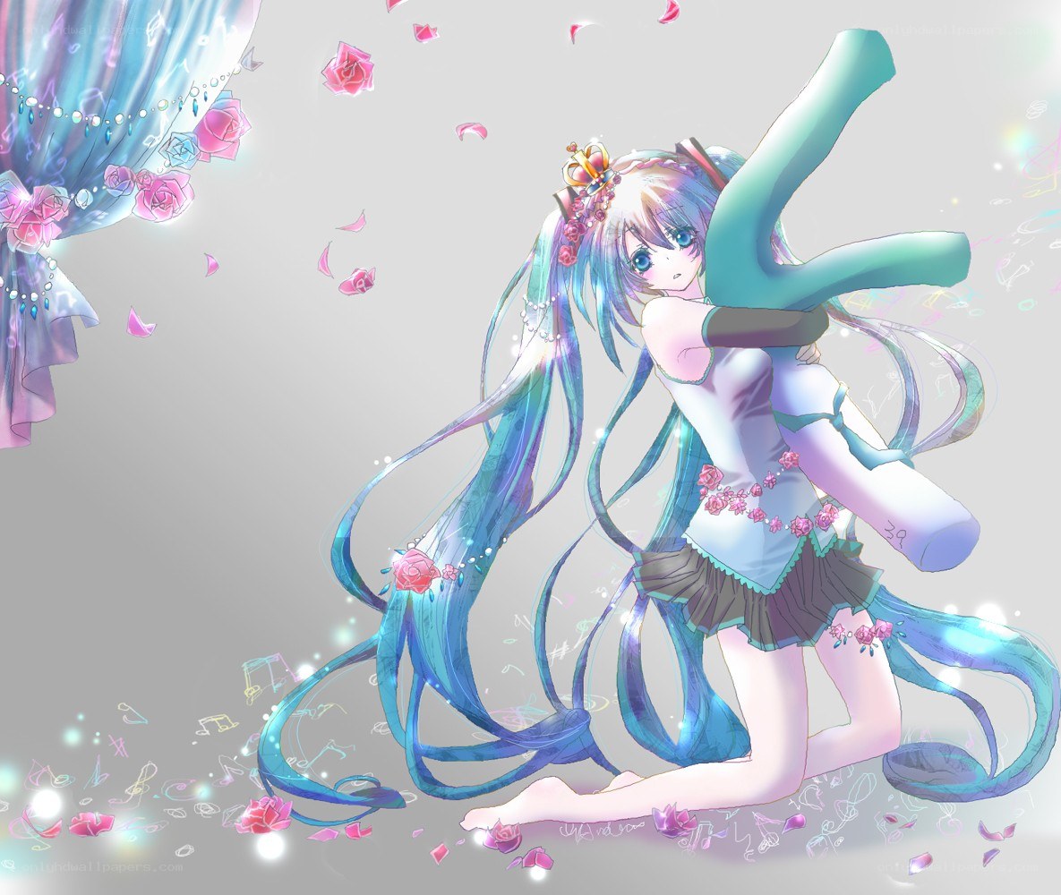 Miku in a rose garden