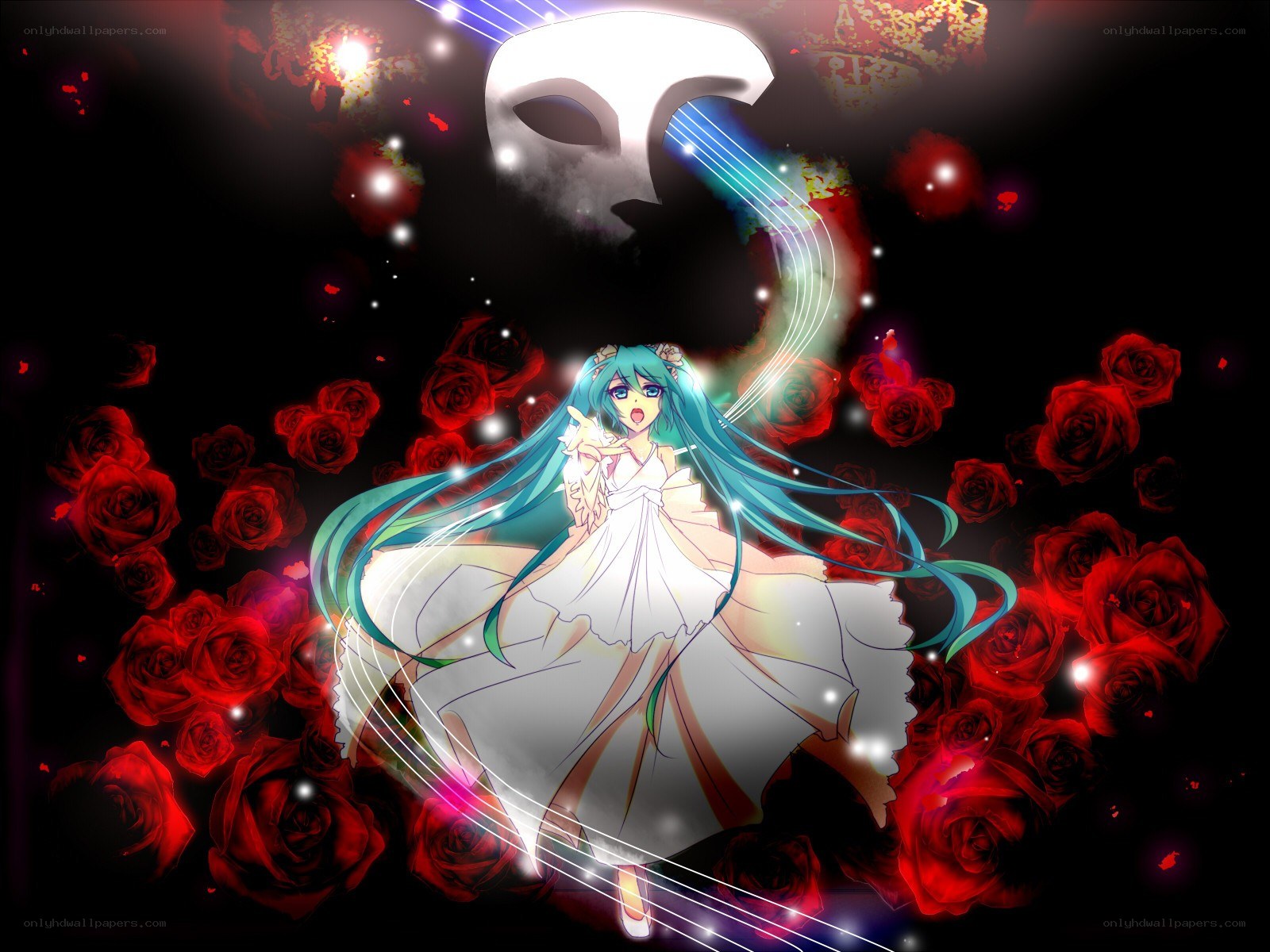 Miku in a rose garden