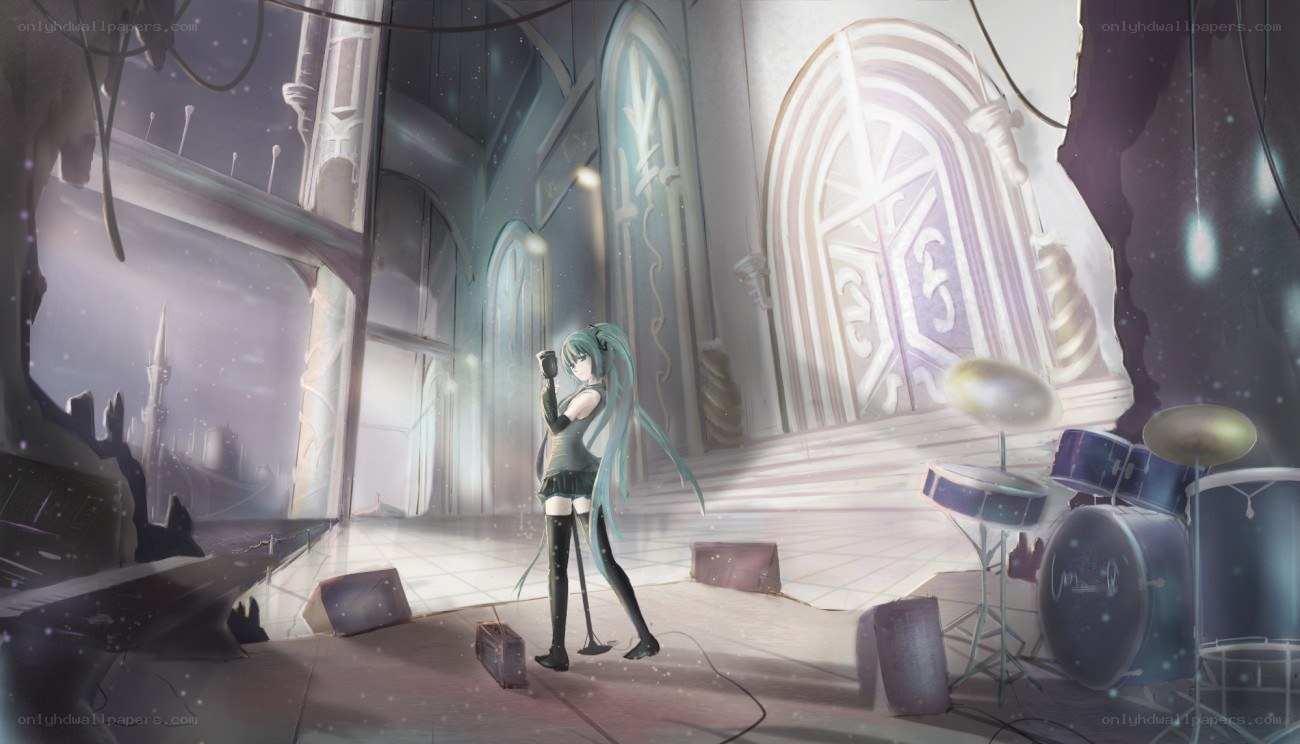 Miku in a ruined cathedral