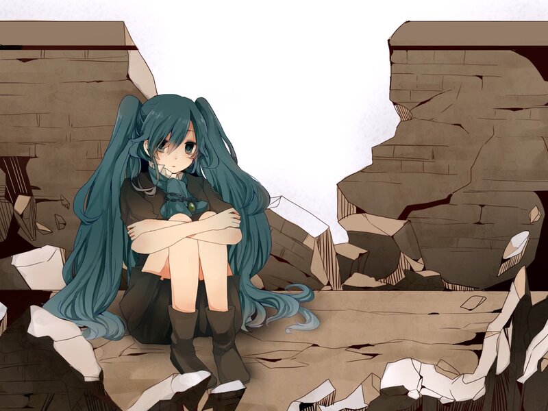 Miku in a ruined room