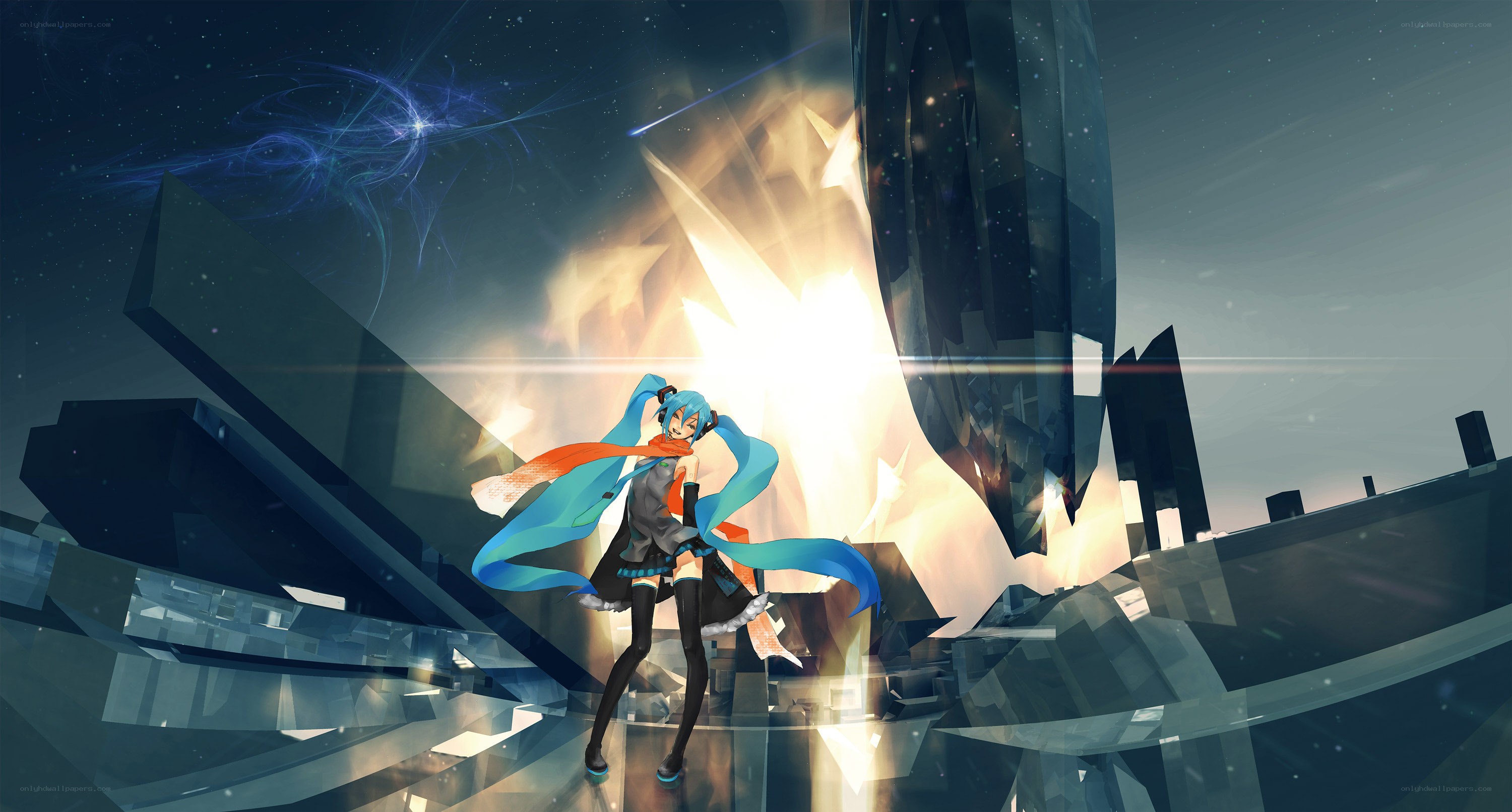 Miku in a shattered city