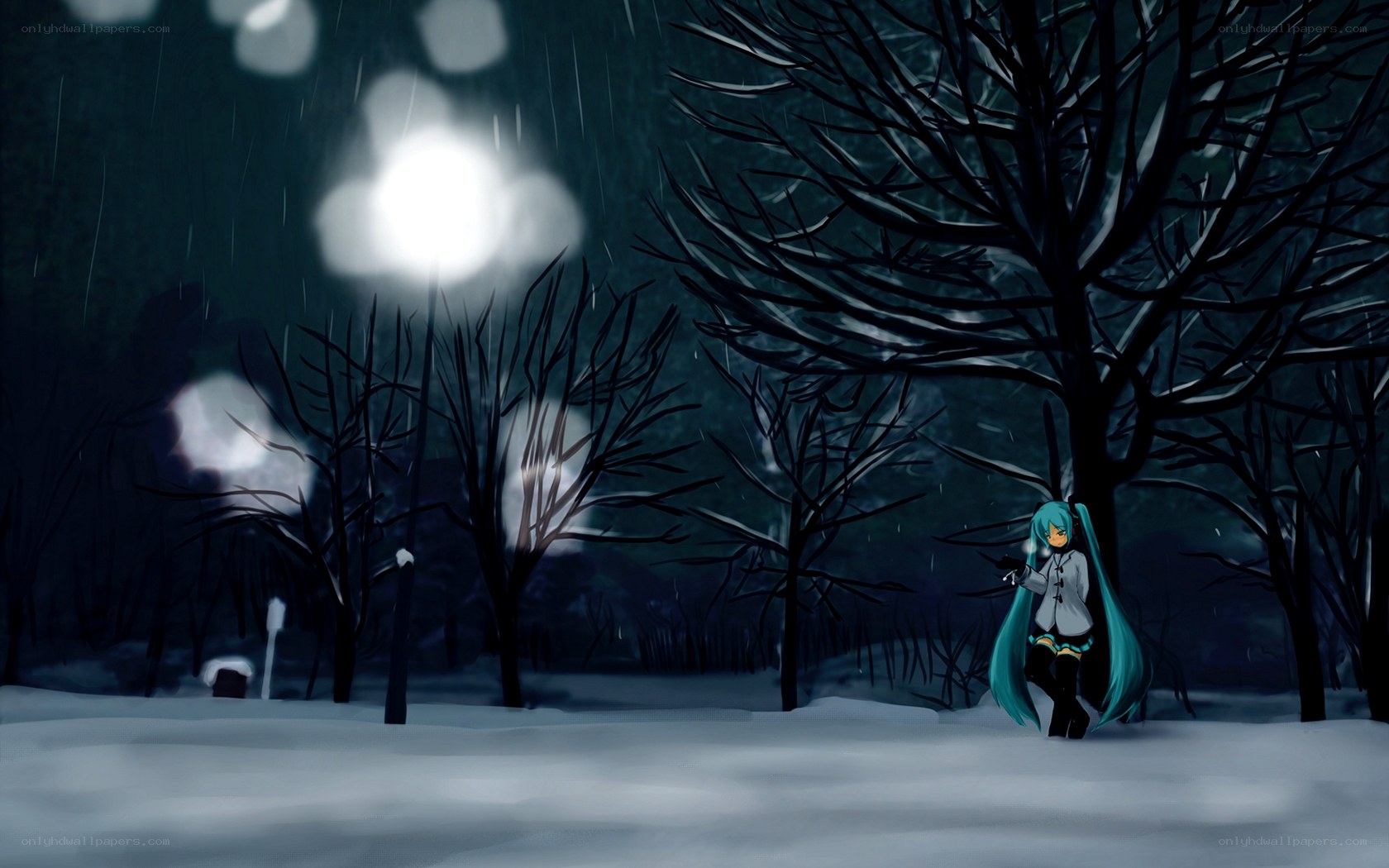 Miku in a snowy forest