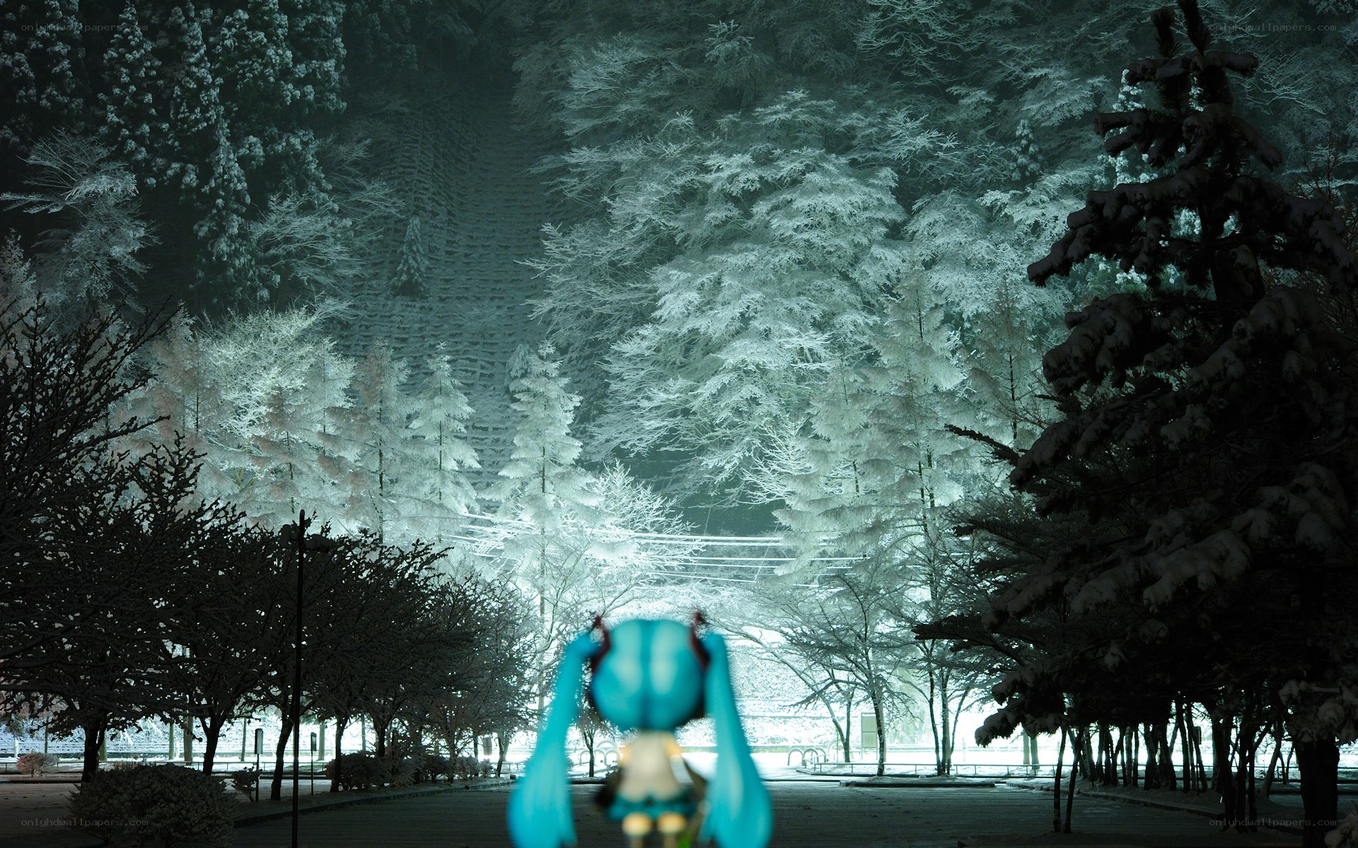 Miku in a snowy forest