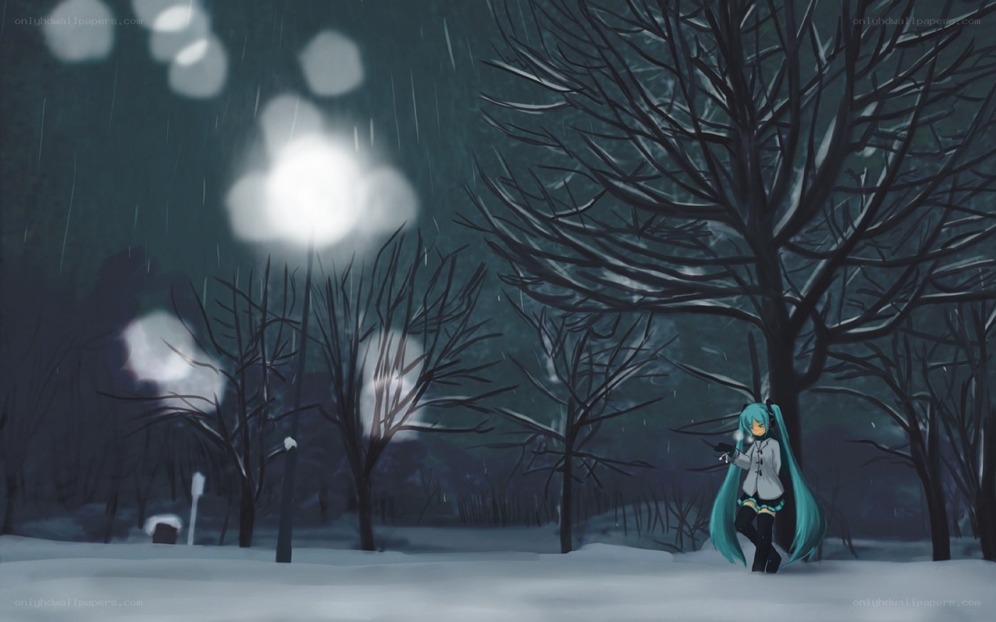 Miku in a snowy forest