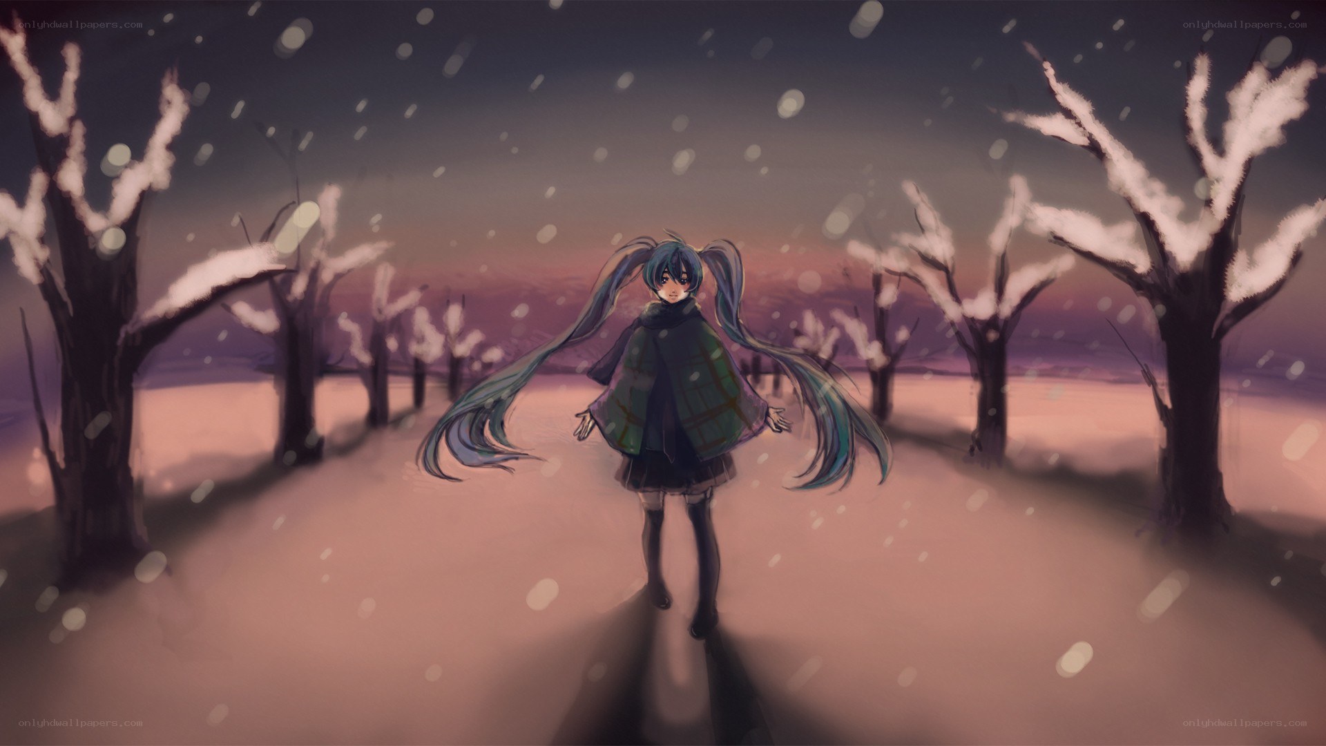 Miku in a snowy forest