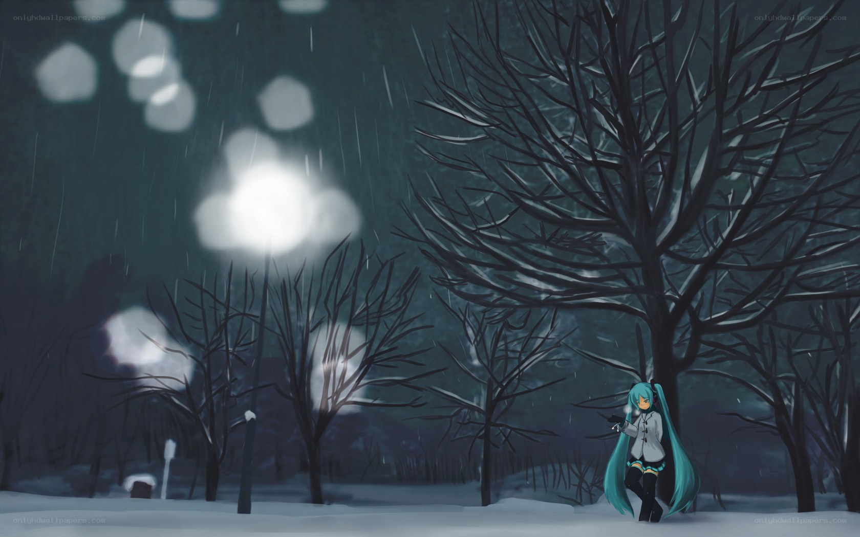 Miku in a snowy forest