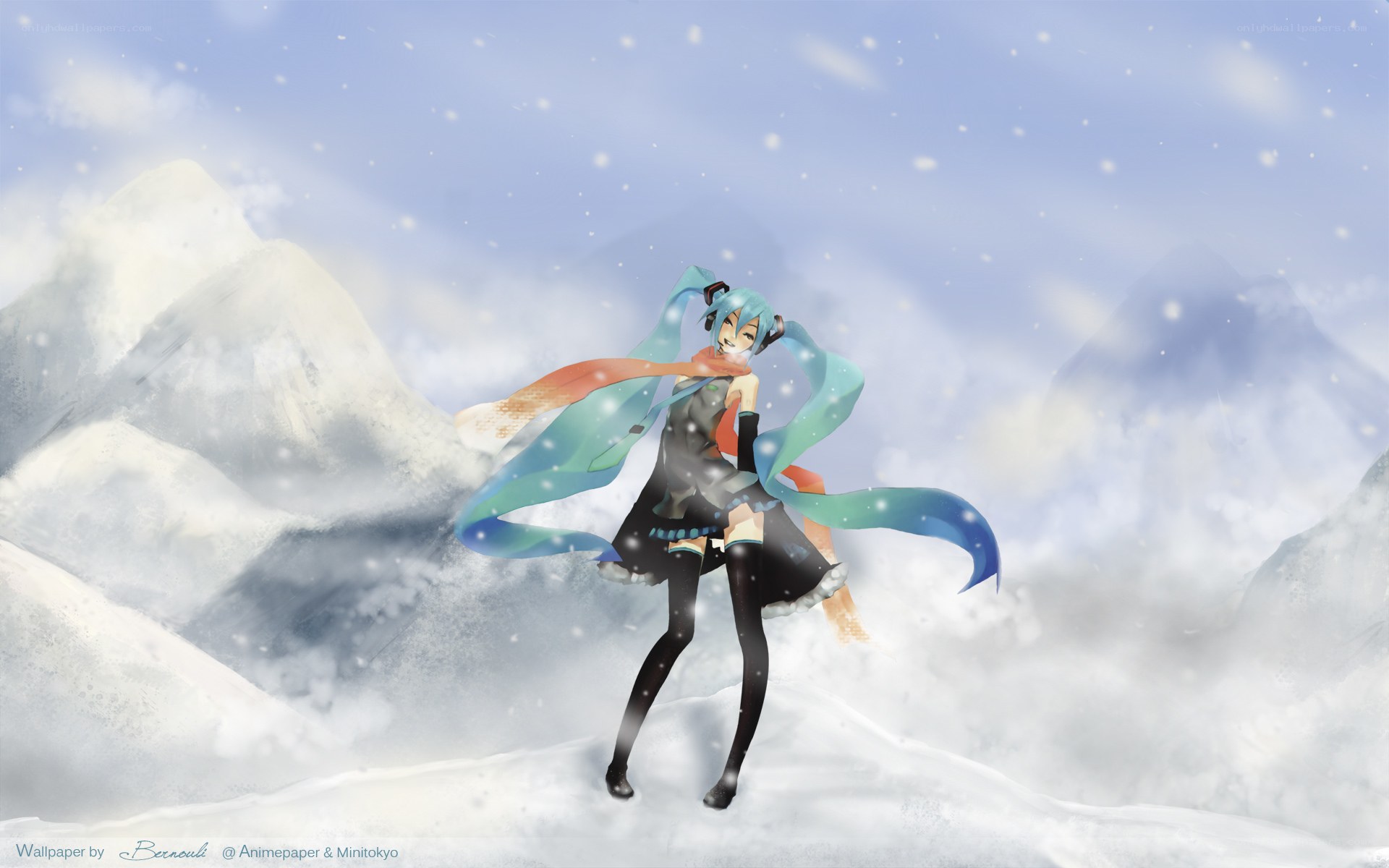 Miku in a snowy landscape