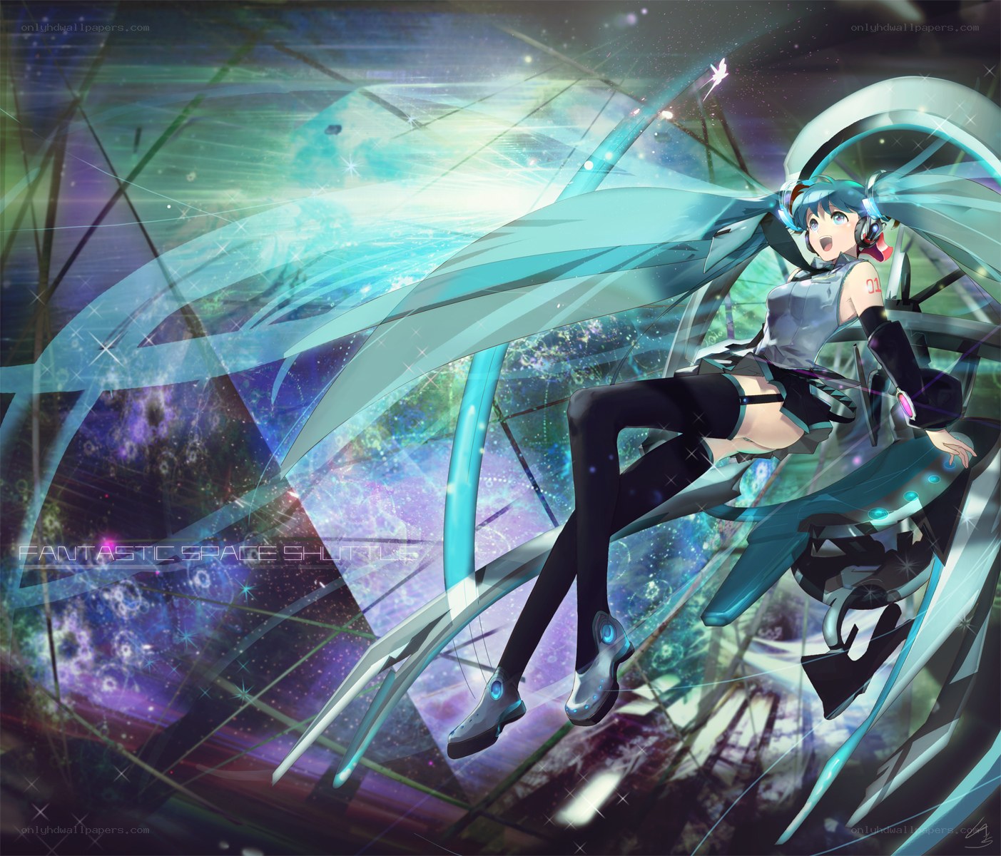 Miku in a space shuttle