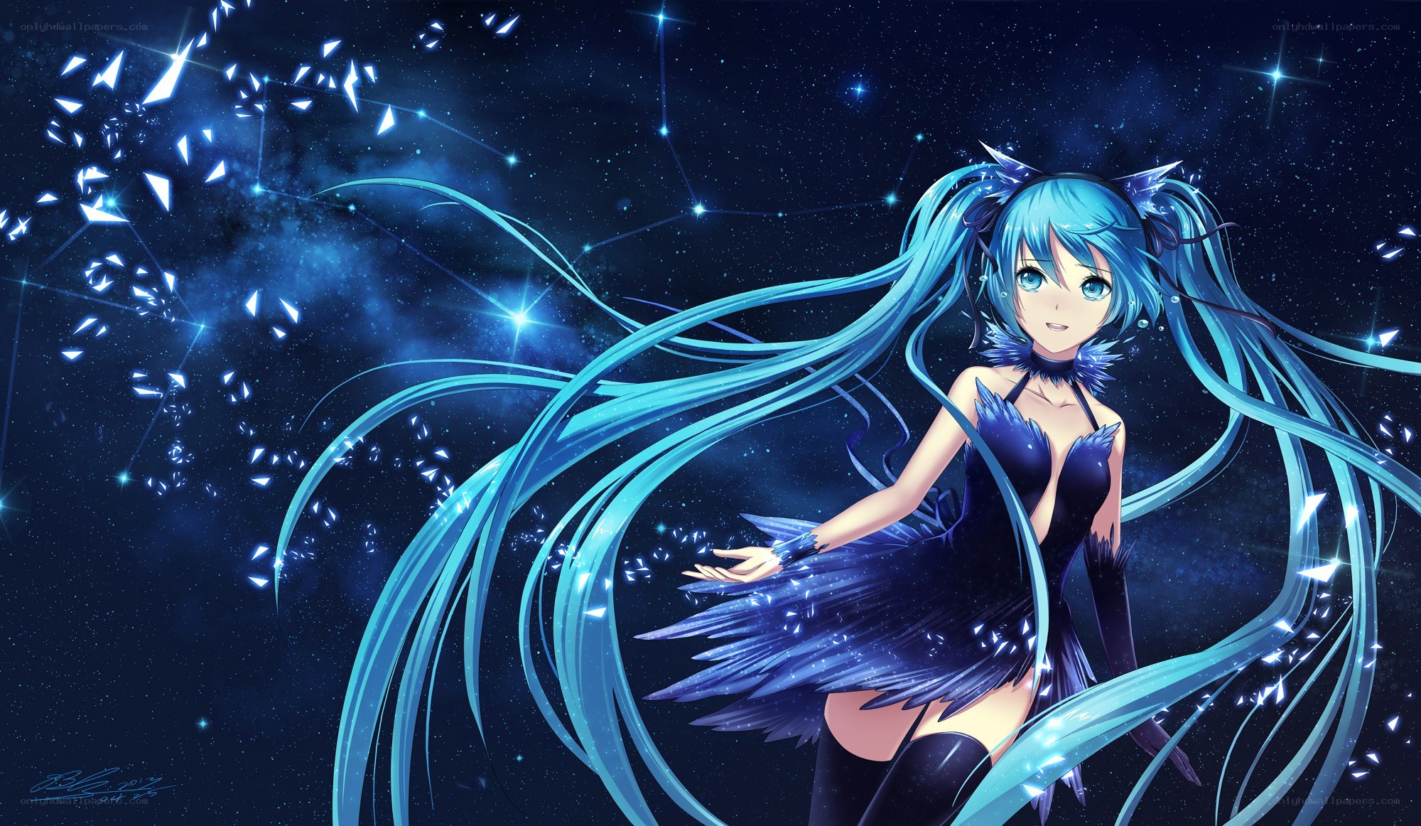 Miku in a starry night