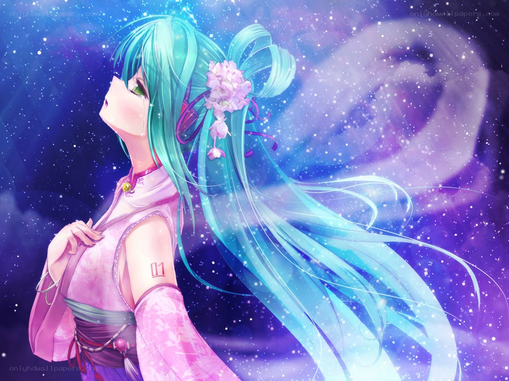 Miku in a starry night