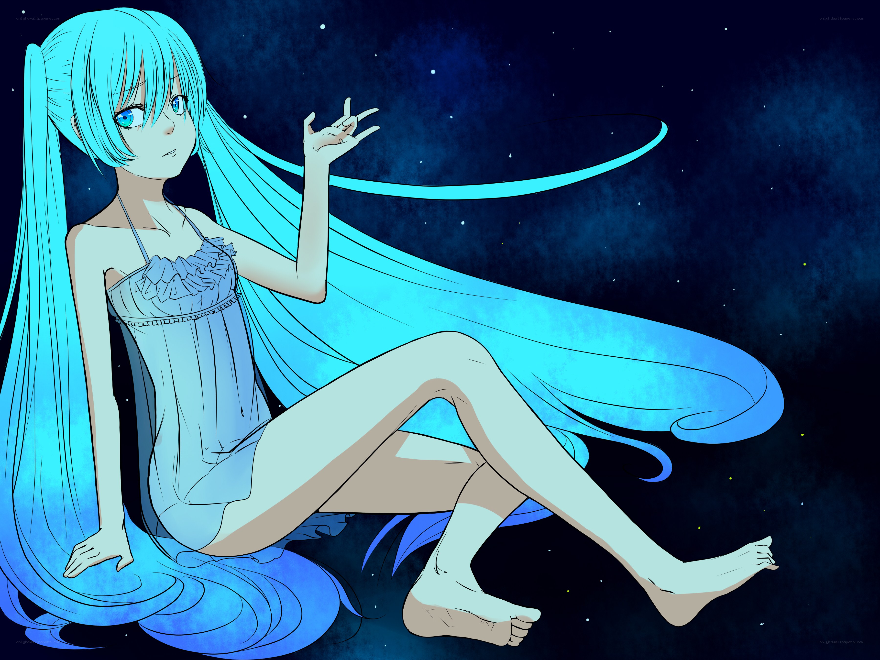 Miku in a starry night