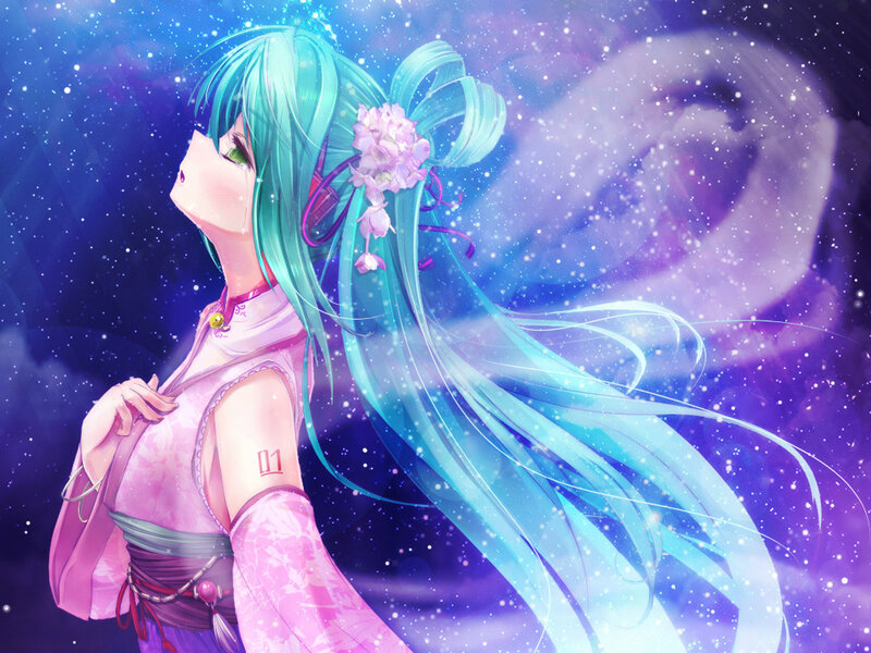 Miku in a starry night