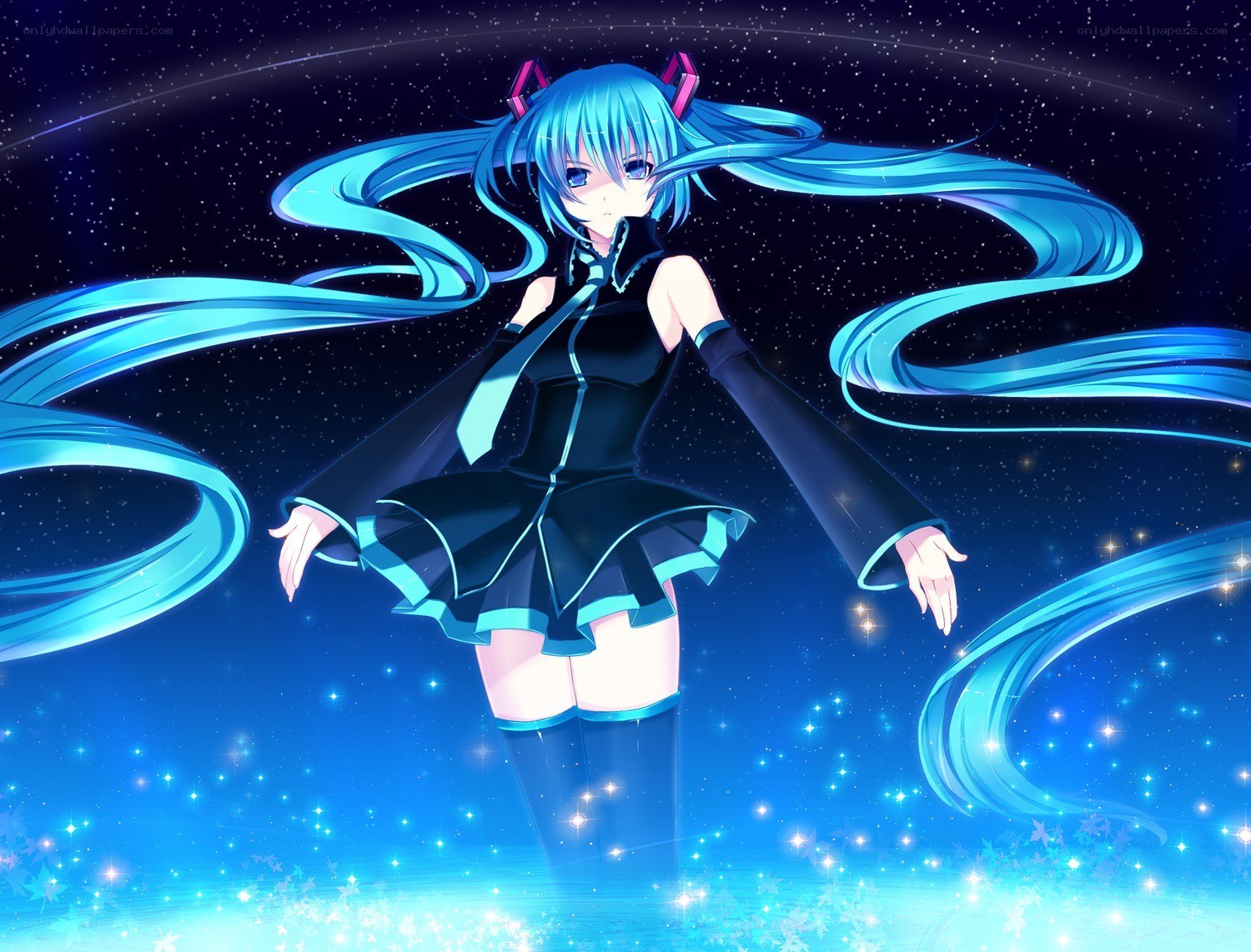 Miku in a starry night