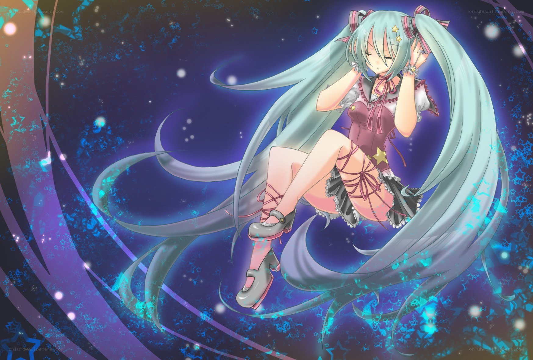 Miku in a starry night