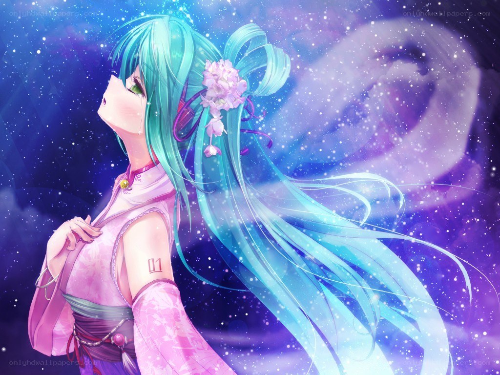 Miku in a starry sky