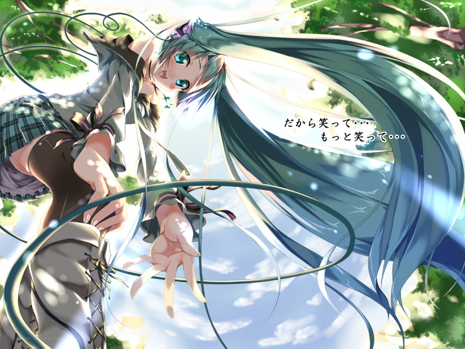Miku in a sunlit forest