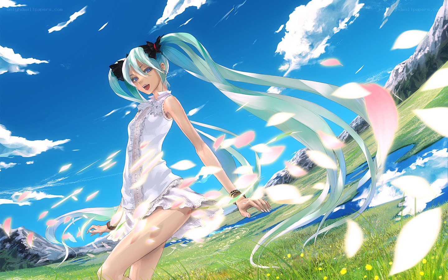Miku in a sunny field