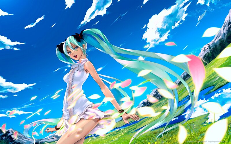 Miku in a sunny field