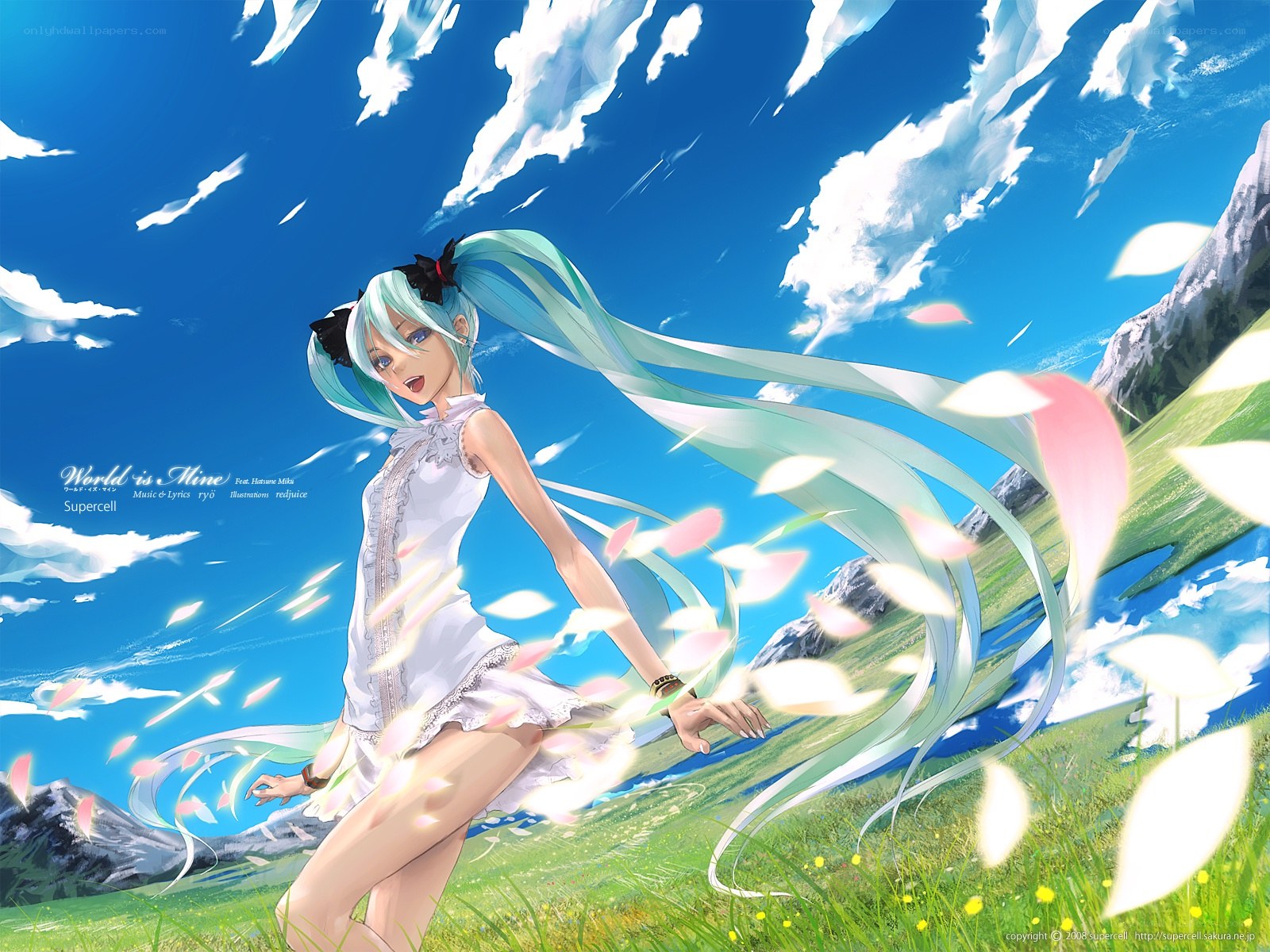 Miku in a sunny field