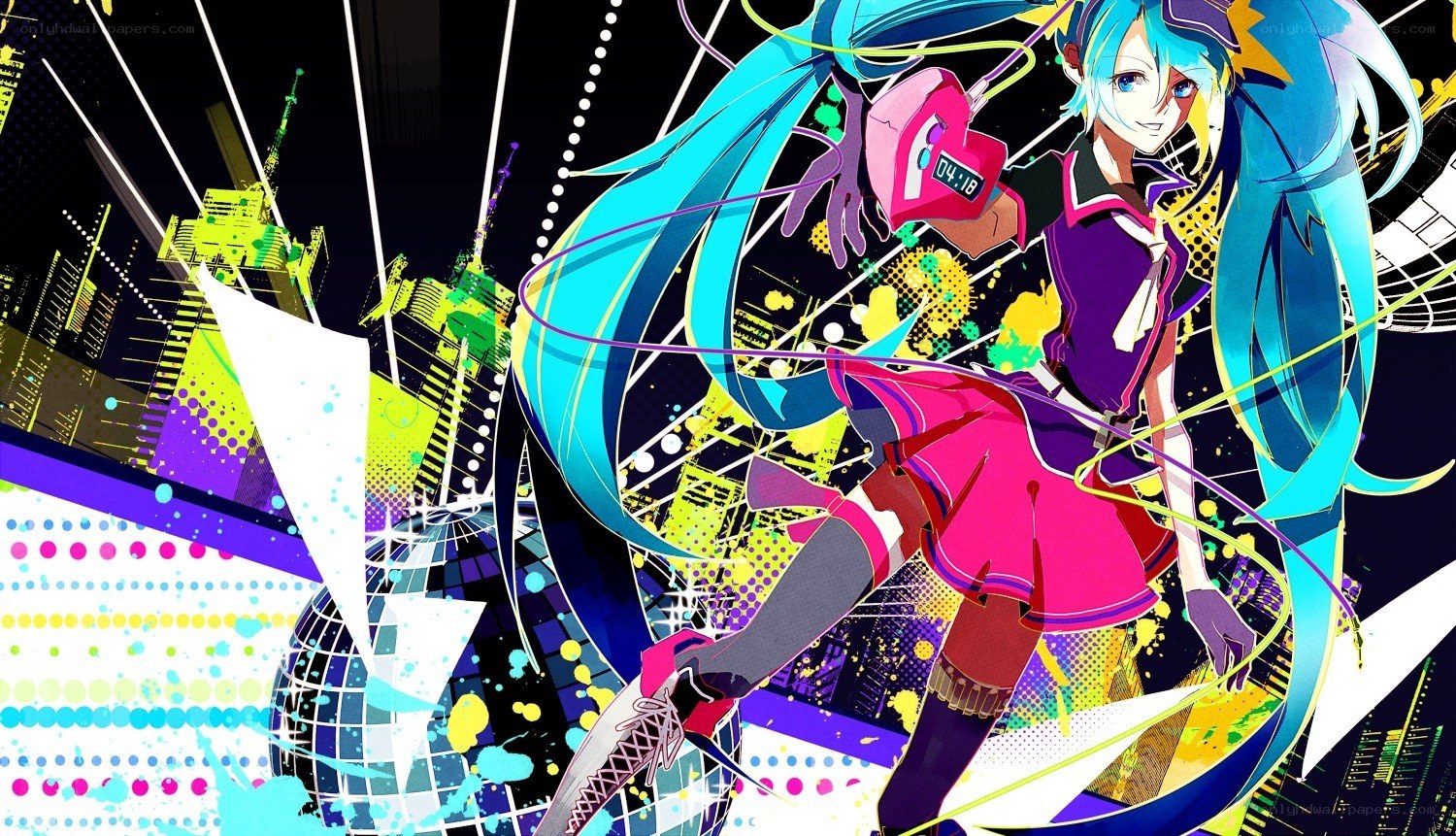 Miku in a vibrant city