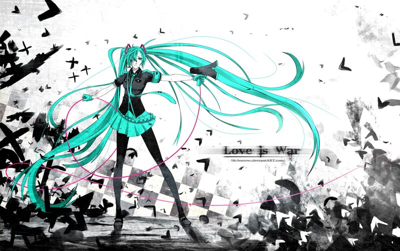 Miku in a war scene