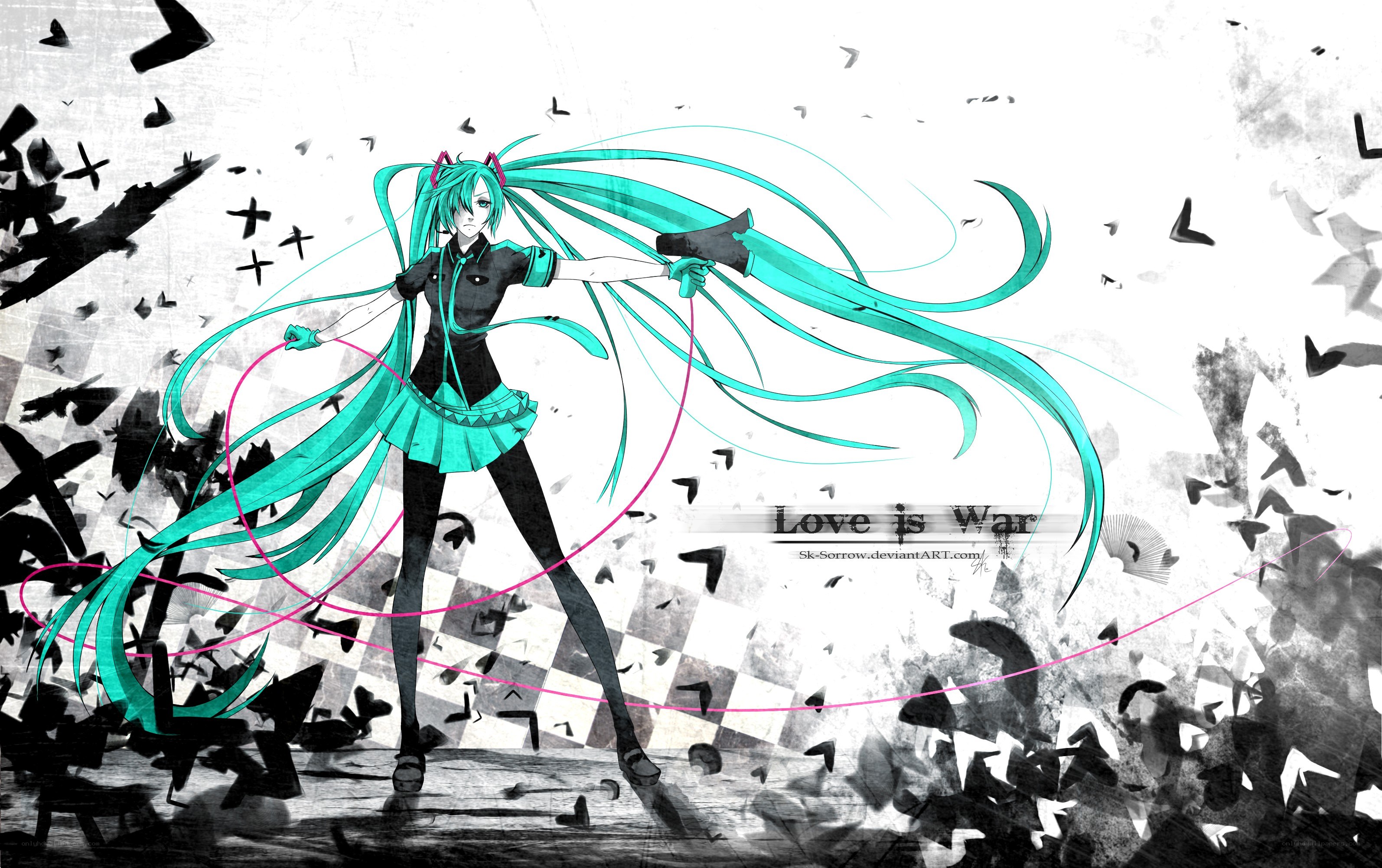 Miku in a war scene