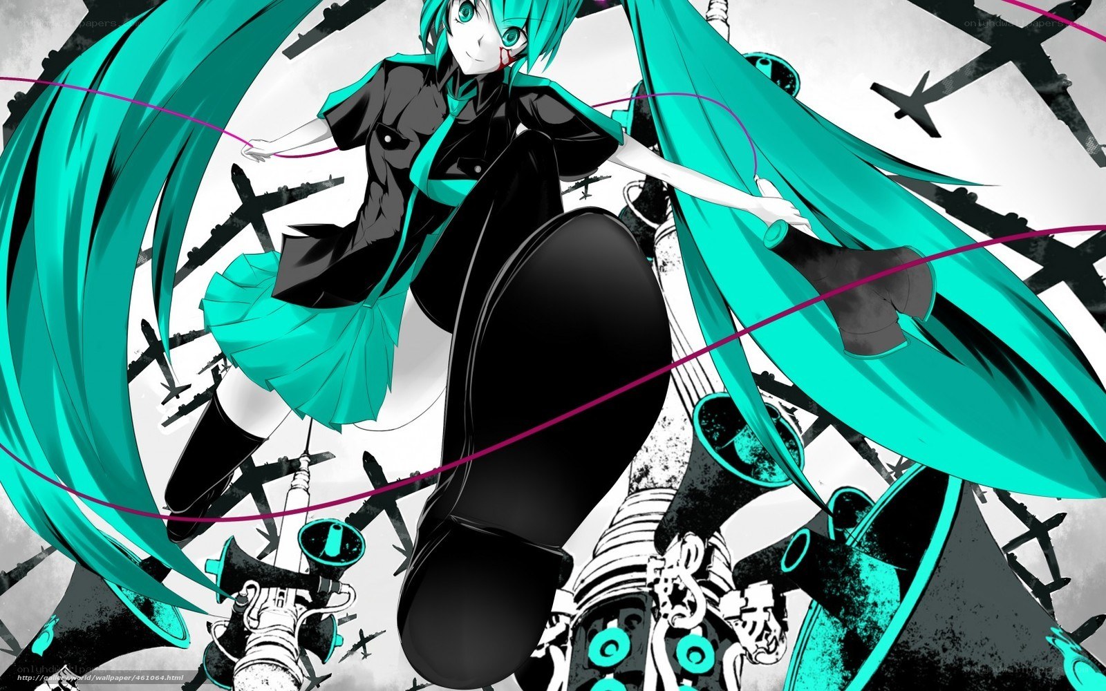 Miku in a war-themed scene