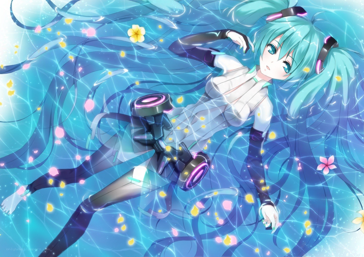 Miku in a water scene