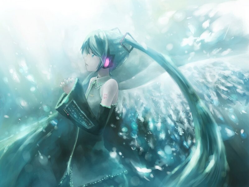 Miku in a water vortex