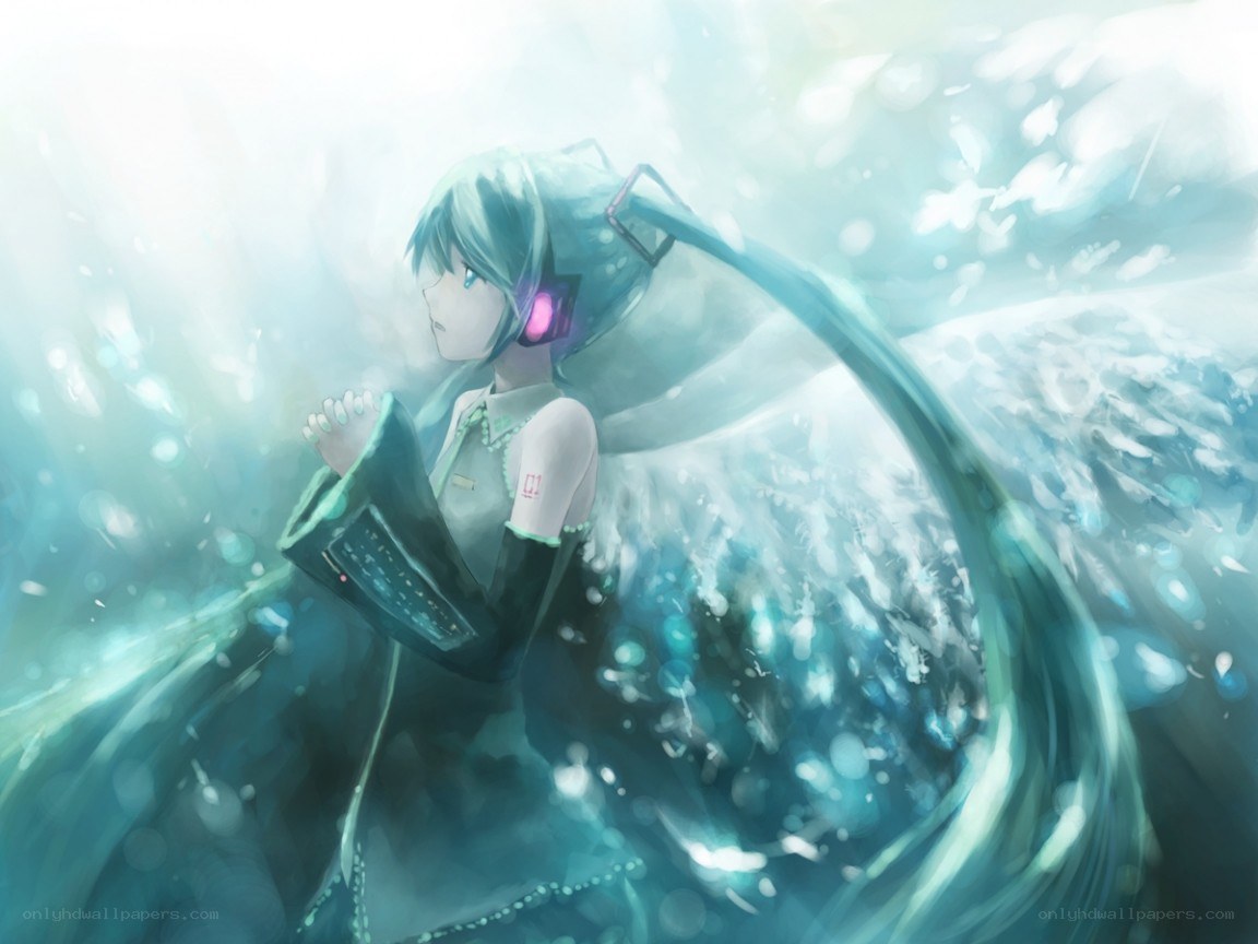 Miku in a water vortex