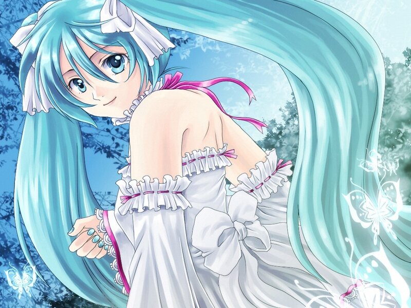 Miku in a white dress