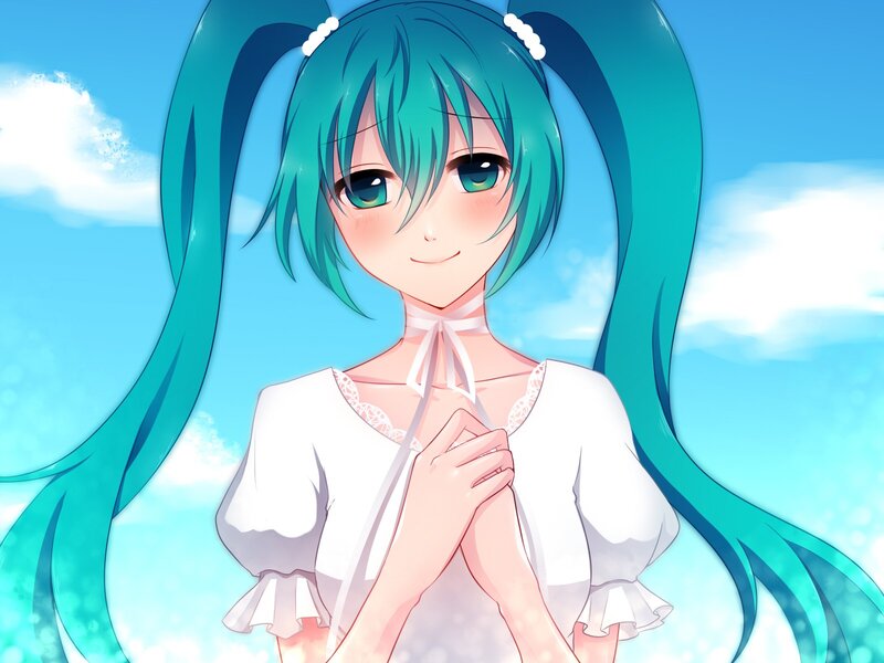 Miku in a white dress