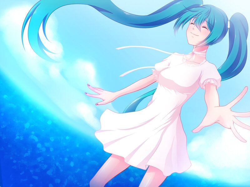 Miku in a white dress