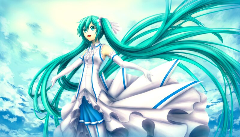 Miku in a white dress