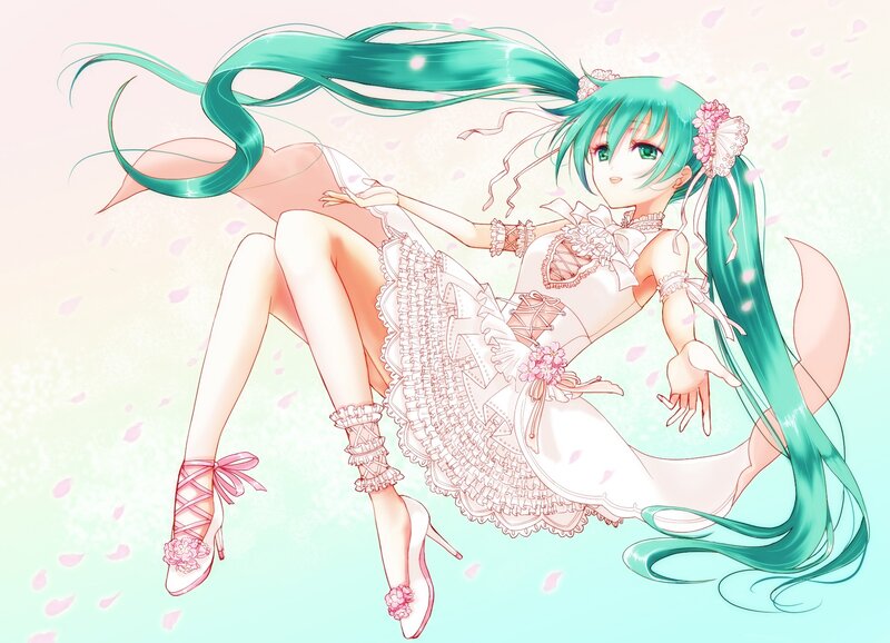 Miku in a white dress