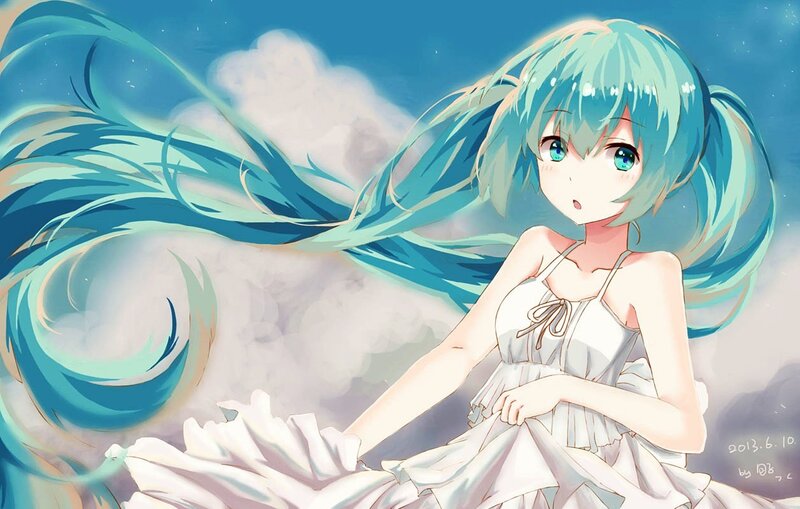 Miku in a white dress