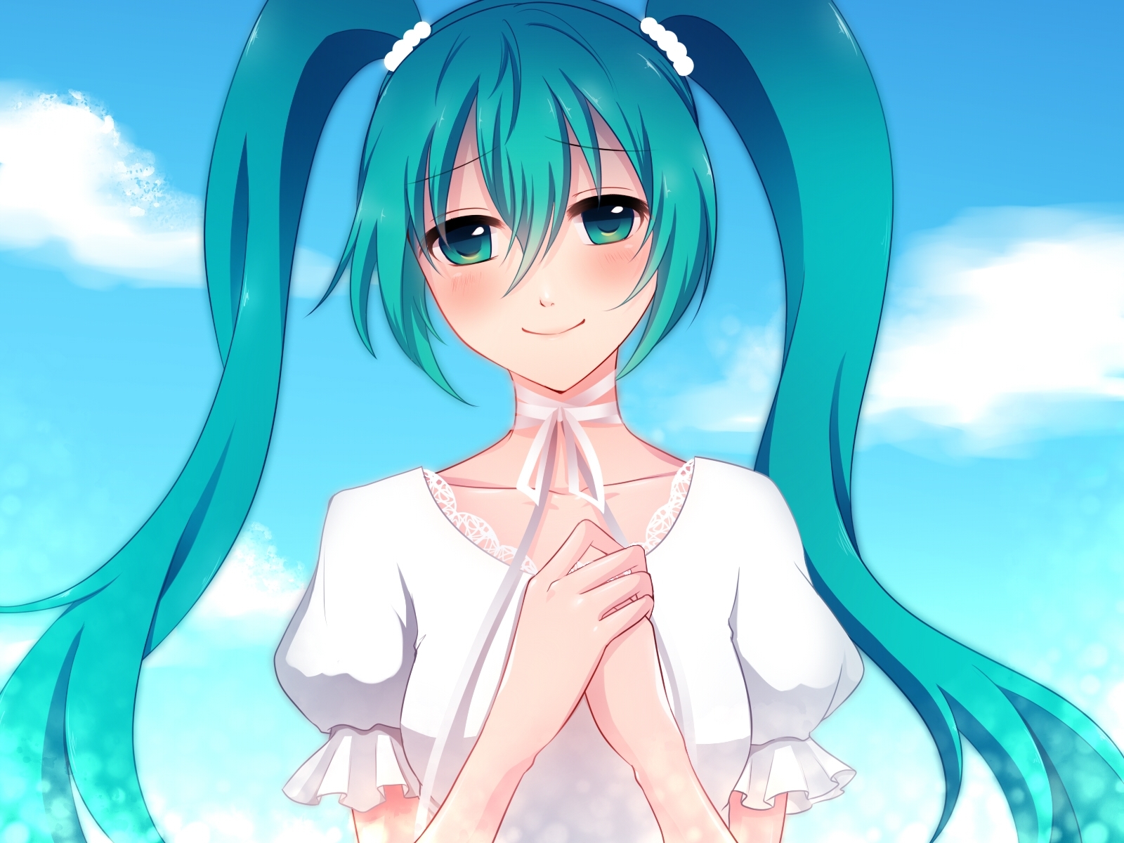 Miku in a white dress