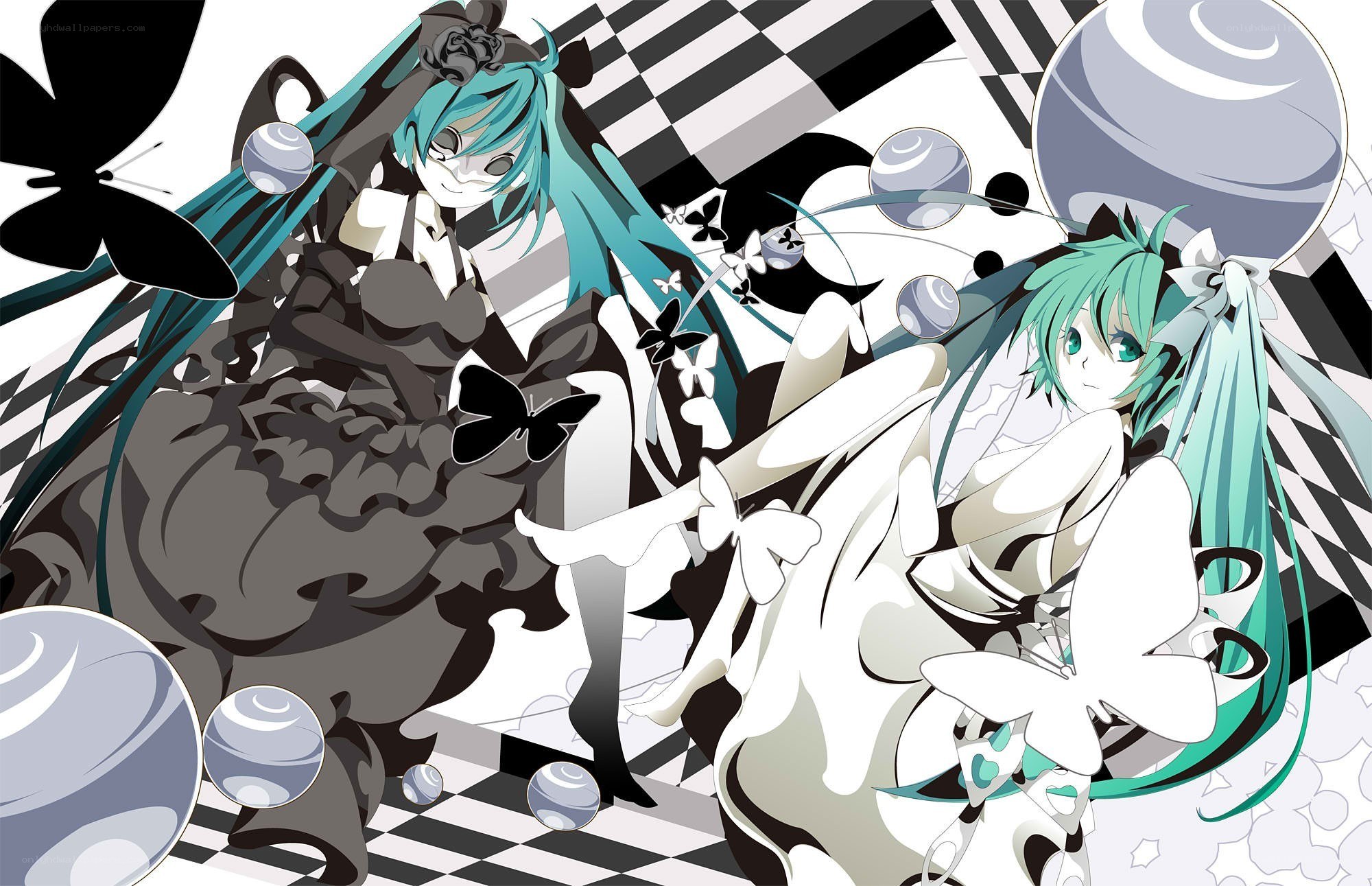 Miku in black and white