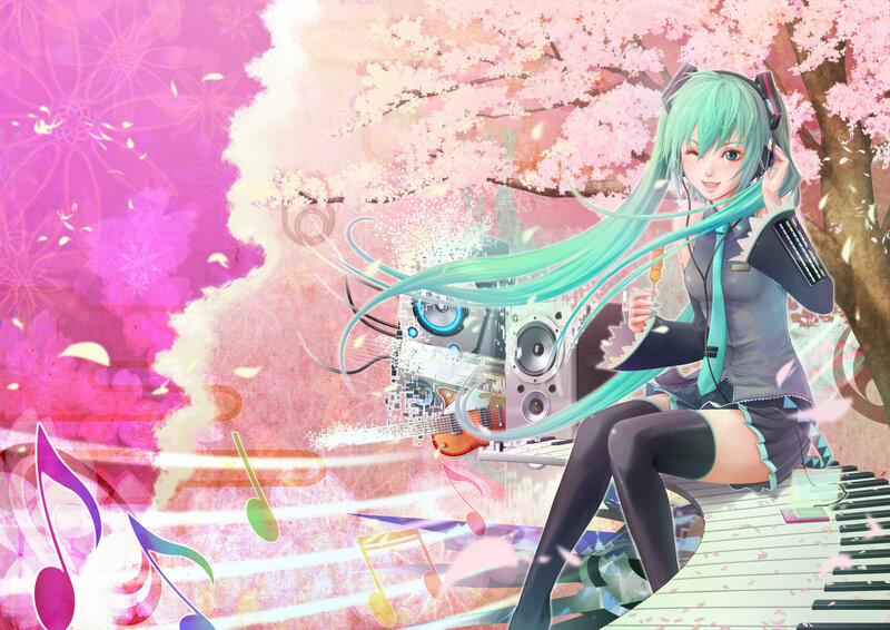 Miku in cherry blossom music scene